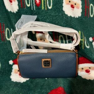 Dooney & Bourke Blue and Tan Crossbody Bag Pebbled Leather